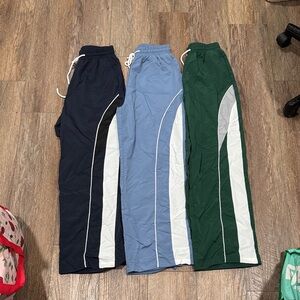 Navy, Light Blue, and Green Track Pants Set